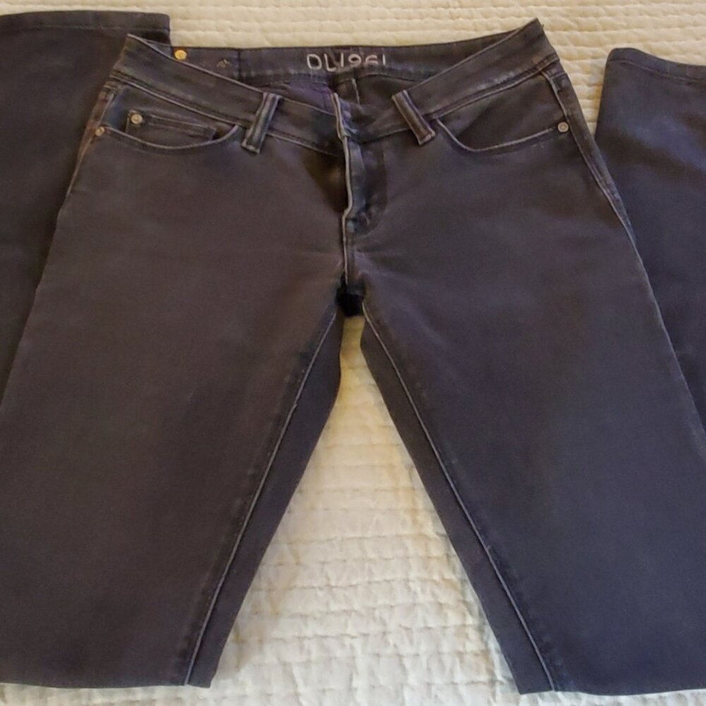 DL1961 Premium Denim Faded Black Straight Leg Skinny Jeans